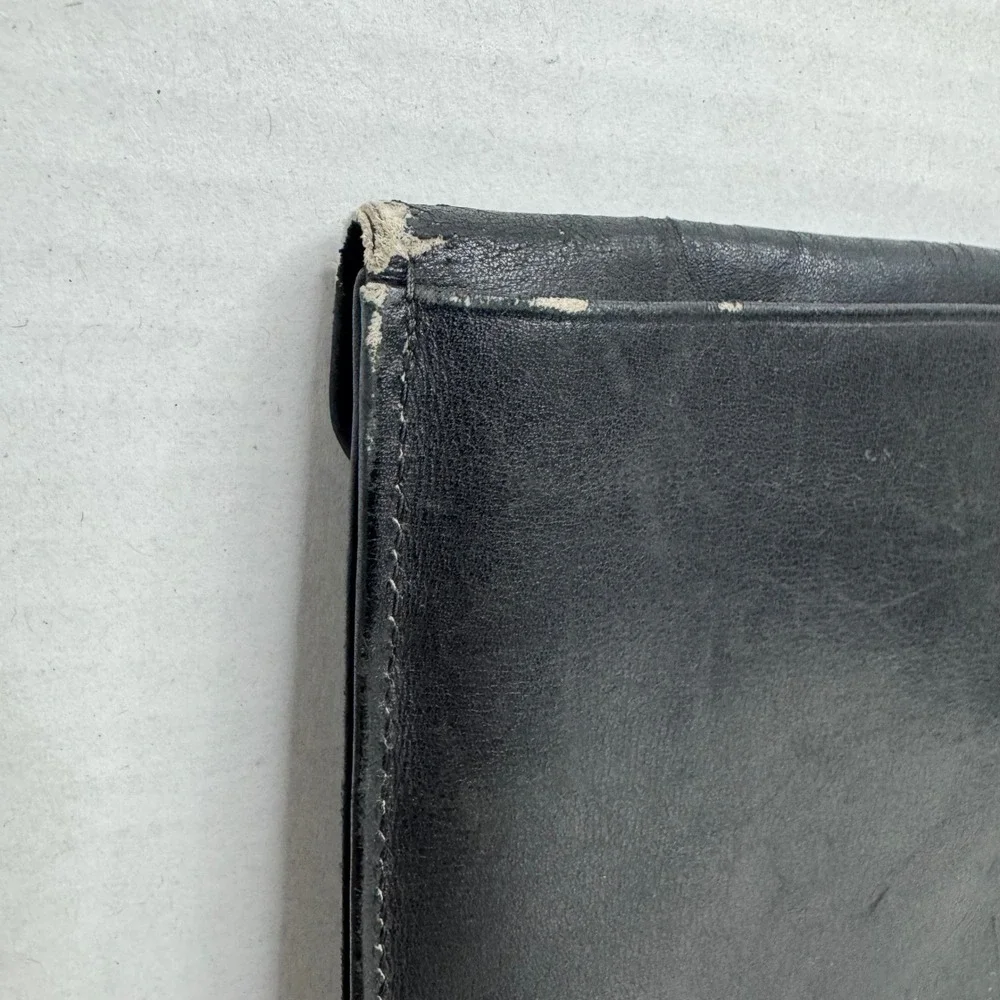 Gucci Vintage Black Leather Envelope Clutch Document Case Portfolio Italy
